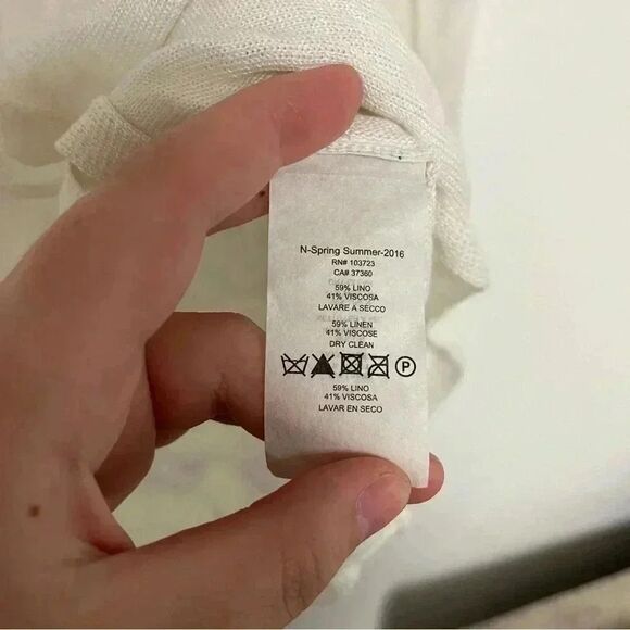 A/X Armani Exchange White Sheer V Neck Button Down Cardigan Sweater - Picture 5 of 6